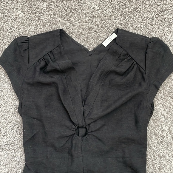 Like new ✨ Sandro Ronald Shirred Ring Mini Dress in black linen fully lined - Picture 7 of 9